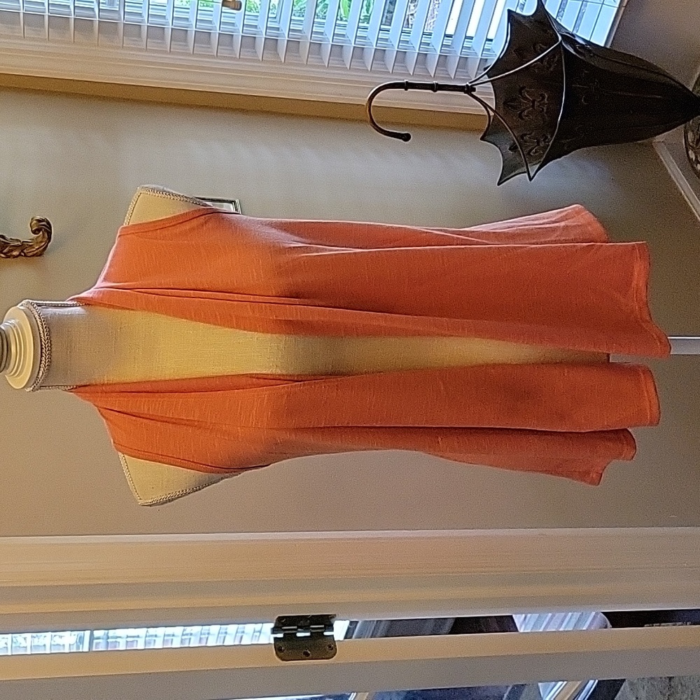 Body Central coral peach sleeveless stretch vest razorback open front Small EUC…